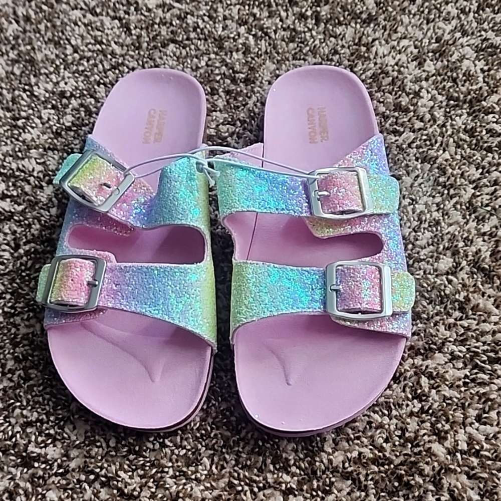 Slide glitter sandals